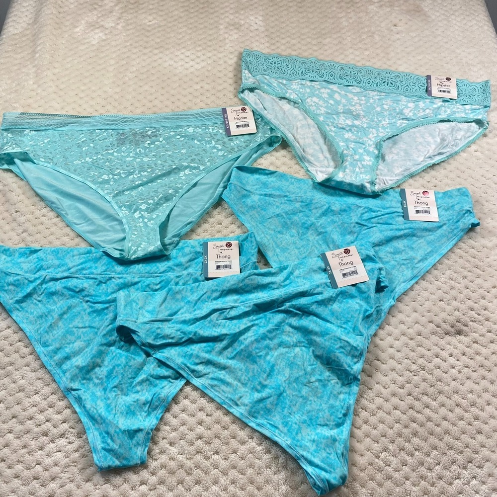 Secret Treasures 5 Pack Teal Hipster & Thong Panties XXL 2X 20 NEW